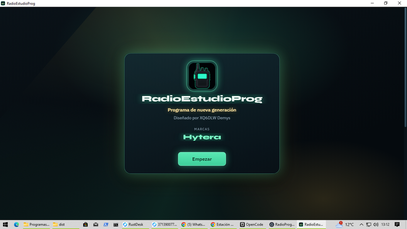 Pantalla de bienvenida